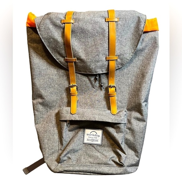 Workday Computer Work Backpack Gray Orange - Picture 1 of 7